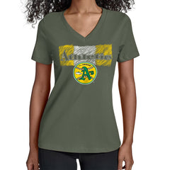 Athletics Starter Women's Team Color Shading V-Neck T-Shirt - Green - MLB Sale