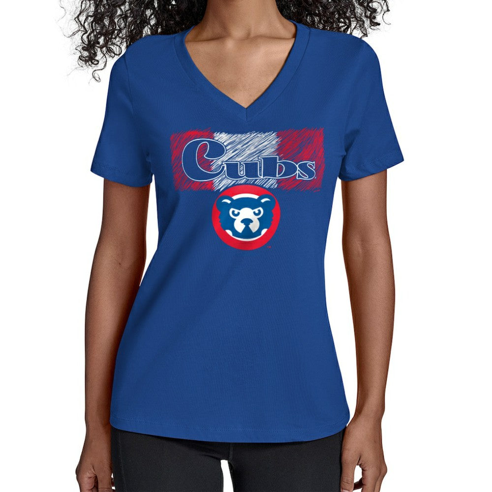 Chicago Cubs Starter Women's Team Color Shading V-Neck T-Shirt - Royal - MLB on Sale