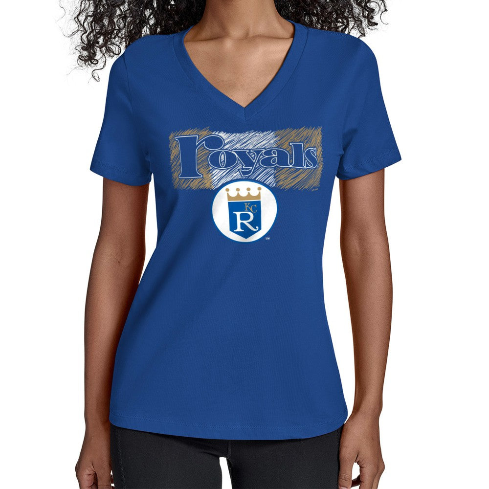 Kansas City Royals Starter Women's Team Color Shading V-Neck T-Shirt - Royal - MLB Sale