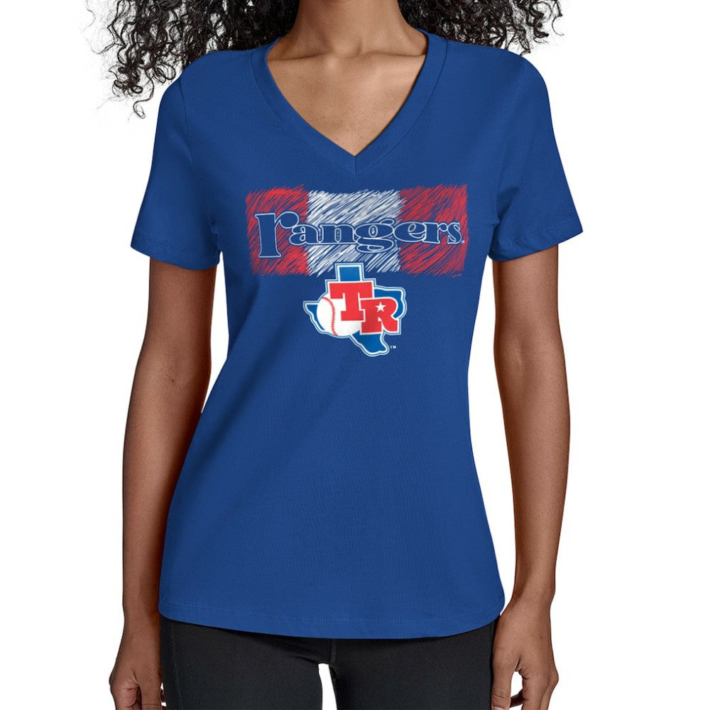 Texas Rangers Starter Women's Team Color Shading V-Neck T-Shirt - Royal - MLB Online