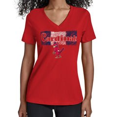 St. Louis Cardinals Starter Women's Team Color Shading V-Neck T-Shirt - Red - MLB Discount