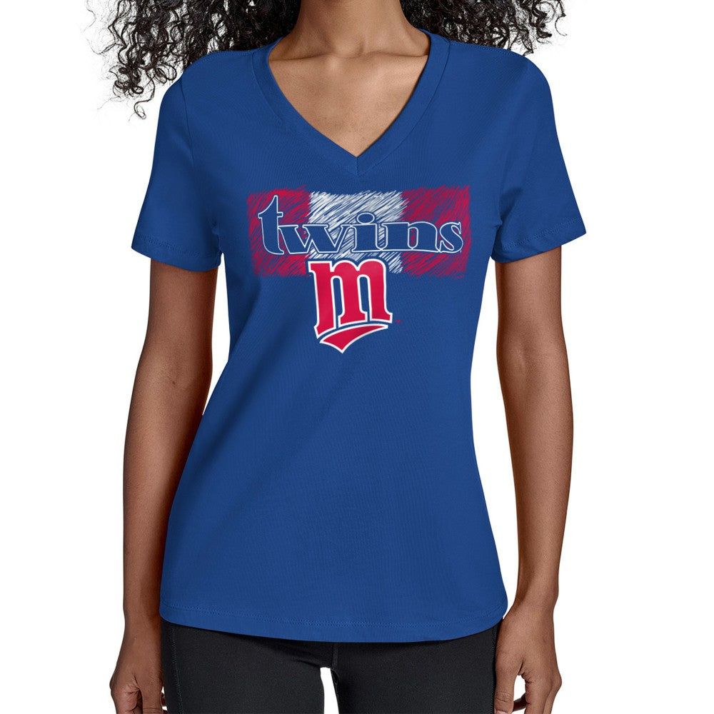 Minnesota Twins Starter Women's Team Color Shading V-Neck T-Shirt - Royal - MLB Sale