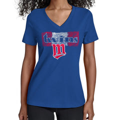 Minnesota Twins Starter Women's Team Color Shading V-Neck T-Shirt - Royal - MLB Sale