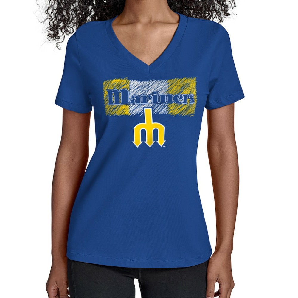 Seattle Mariners Starter Women's Team Color Shading V-Neck T-Shirt - Royal - MLB Online