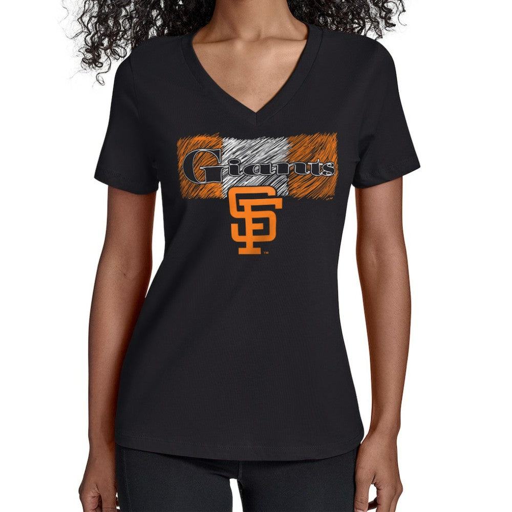 San Francisco Giants Starter Women's Team Color Shading V-Neck T-Shirt - Black - MLB Discount