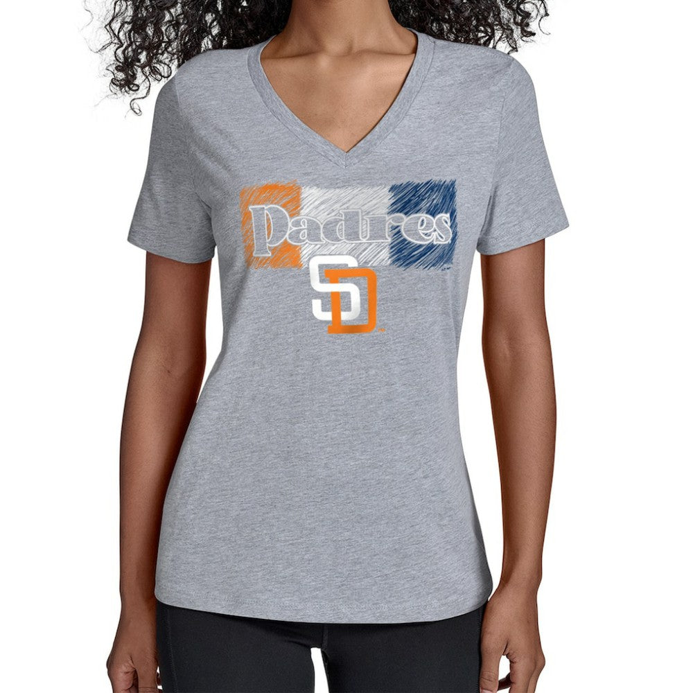 San Diego Padres Starter Women's Team Color Shading V-Neck T-Shirt - Gray - MLB on Sale
