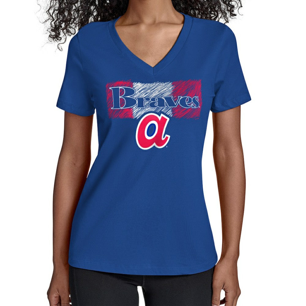 Atlanta Braves Starter Women's Team Color Shading V-Neck T-Shirt - Royal - MLB Online