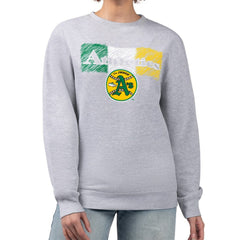 Athletics Starter Women's Team Color Shading Fleece Pullover Sweatshirt - Gray - MLB Discount