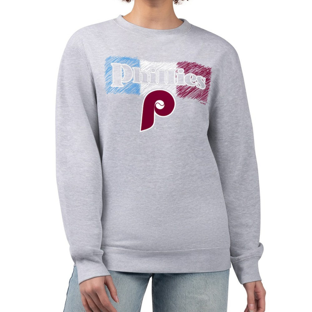 Philadelphia Phillies Starter Women's Team Color Shading Fleece Pullover Sweatshirt - Gray - MLB Sale