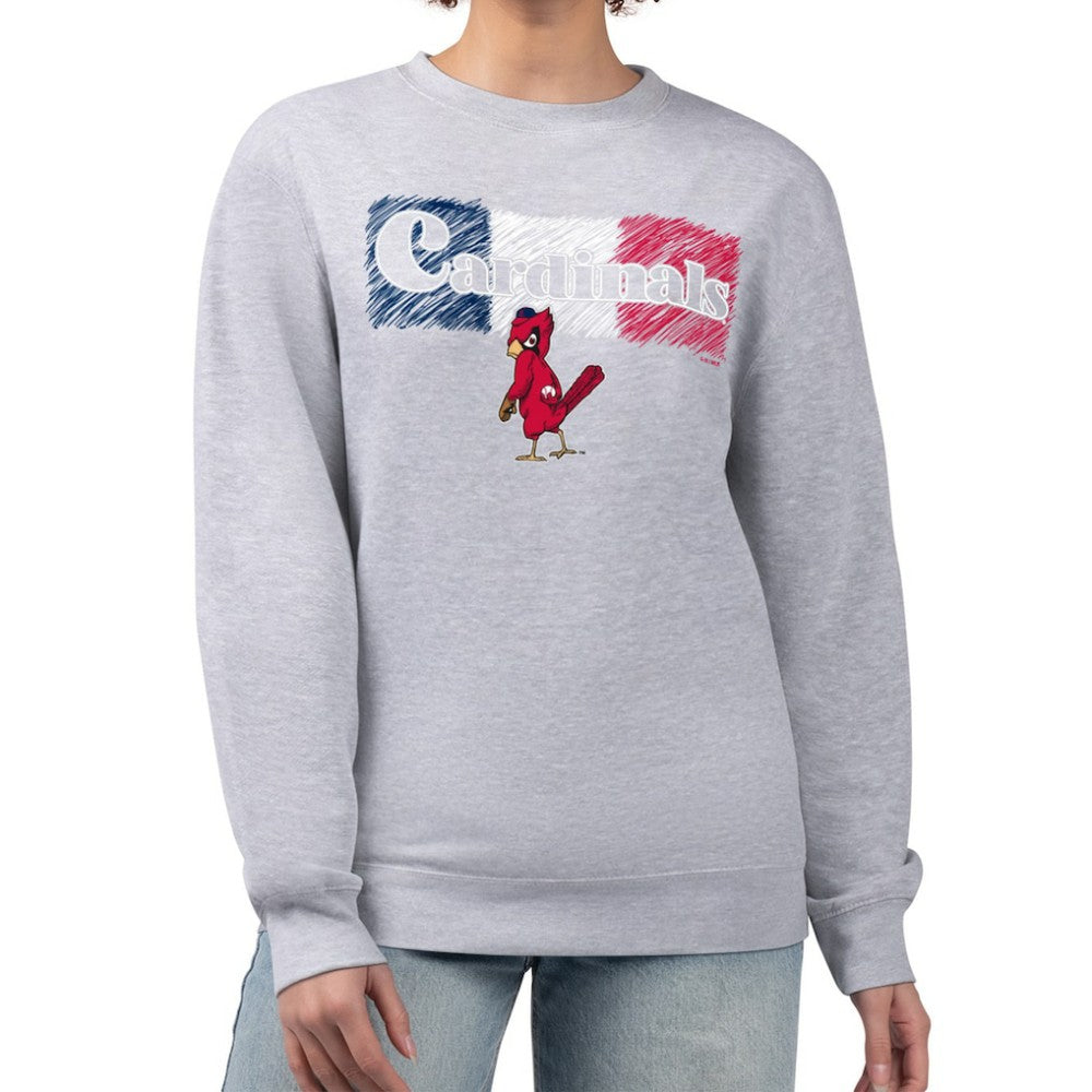 St. Louis Cardinals Starter Women's Team Color Shading Fleece Pullover Sweatshirt - Gray - MLB Lifestyle