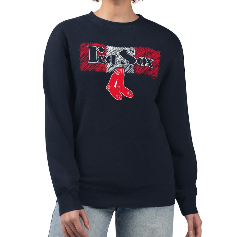 Boston Red Sox Starter Women's Team Color Shading Fleece Pullover Sweatshirt - Navy - MLB Discount