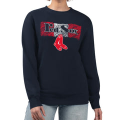 Boston Red Sox Starter Women's Team Color Shading Fleece Pullover Sweatshirt - Navy - MLB Discount
