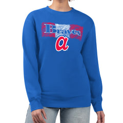 Atlanta Braves Starter Women's Team Color Shading Fleece Pullover Sweatshirt - Royal - MLB Discount