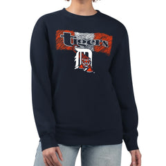 Detroit Tigers Starter Women's Team Color Shading Fleece Pullover Sweatshirt - Navy - MLB Online
