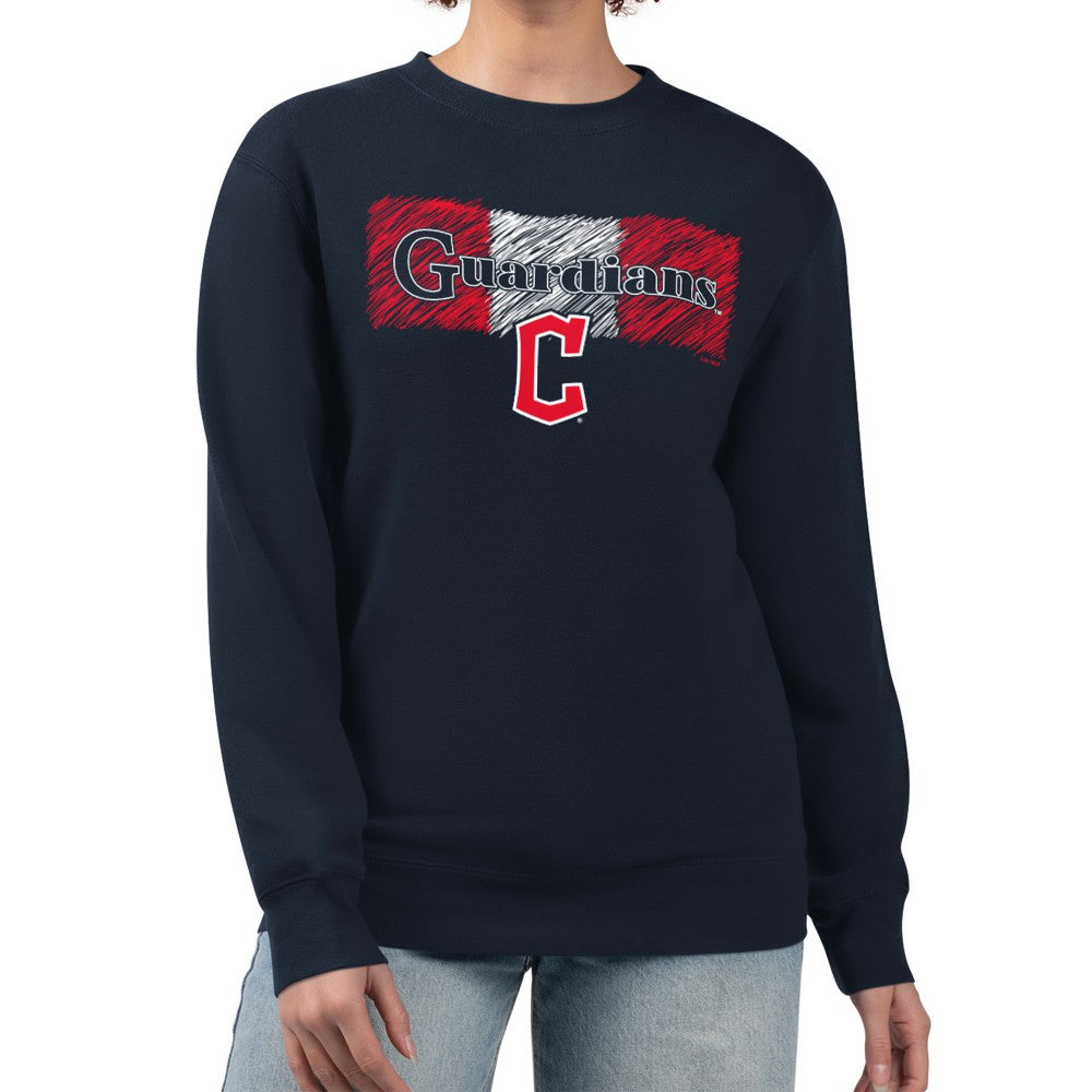 Cleveland Guardians Starter Women's Team Color Shading Fleece Pullover Sweatshirt - Navy - MLB Lifestyle