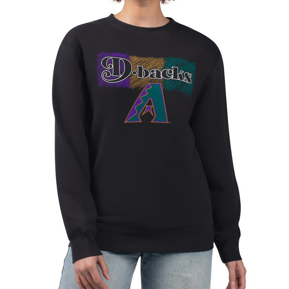 Arizona Diamondbacks Starter Women's Team Color Shading Fleece Pullover Sweatshirt - Black - MLB Discount