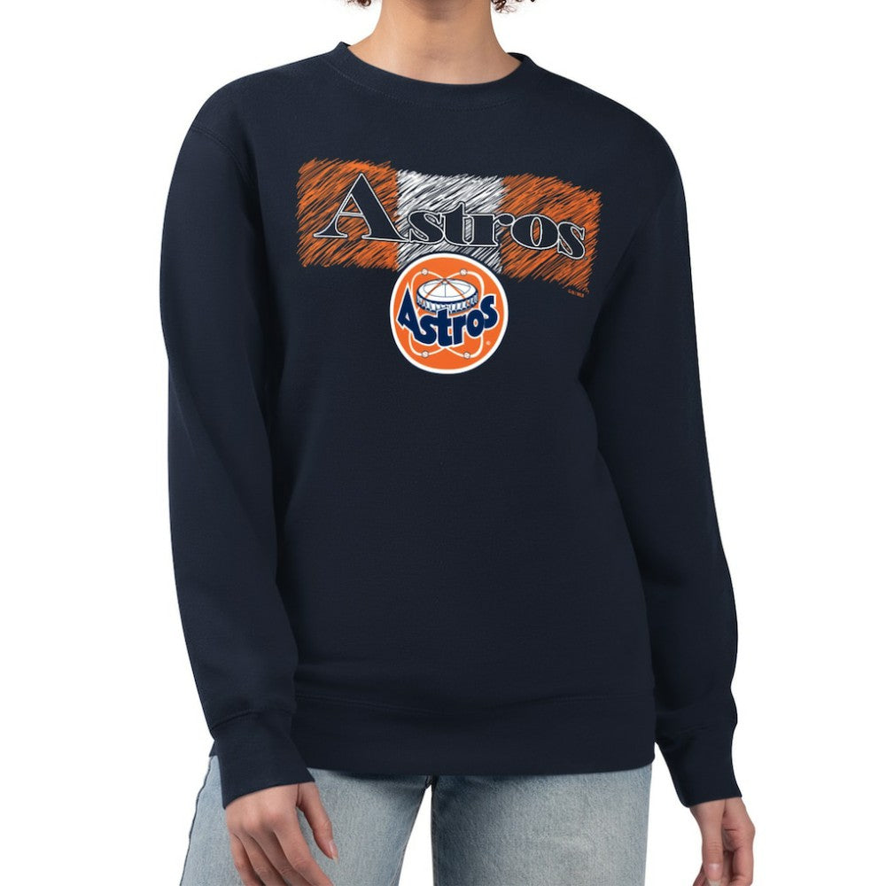 Houston Astros Starter Women's Team Color Shading Fleece Pullover Sweatshirt - Navy - MLB Discount