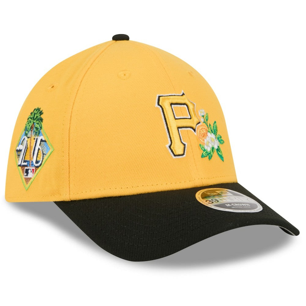 Pittsburgh Pirates New Era 2026 Spring Training M-Crown 39THIRTY Flex Hat - Gold/Black - New Era on Sale