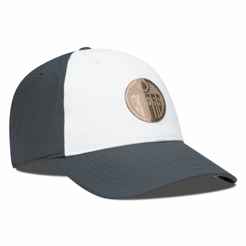 Edmonton Oilers Levelwear Endure Copper Insignia Adjustable Hat - White/Charcoal - NHL 203155876