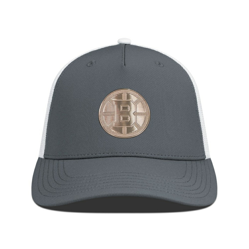 Boston Bruins Levelwear Signal Copper Insignia Trucker Adjustable Hat - Charcoal/White - NHL 203155921