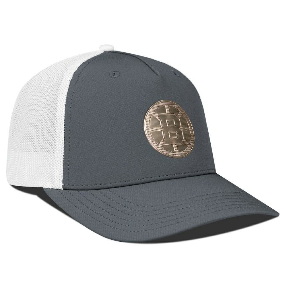Boston Bruins Levelwear Signal Copper Insignia Trucker Adjustable Hat - Charcoal/White - NHL 203155921