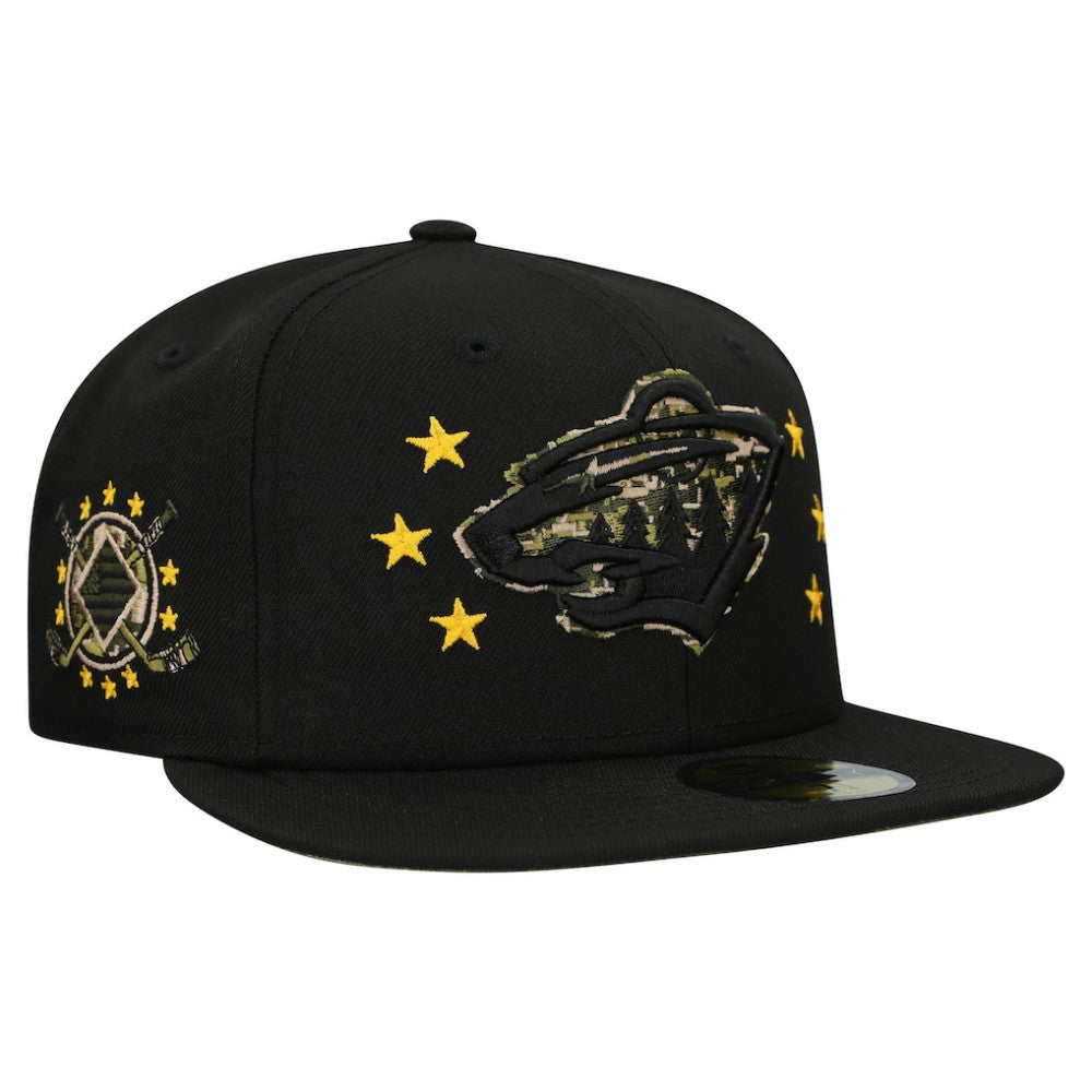 Minnesota Wild New Era Military Appreciation Digital Camo Stars 59FIFTY Fitted Hat - Black - NHL 203156192