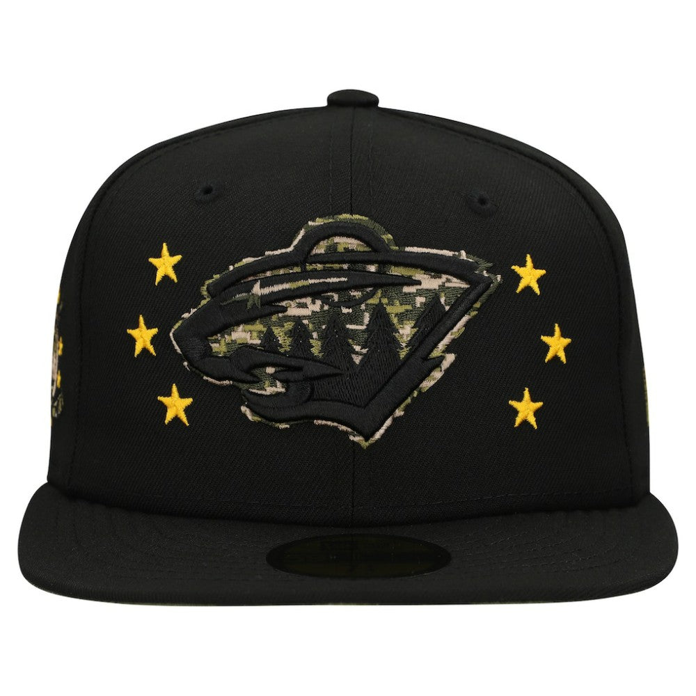 Minnesota Wild New Era Military Appreciation Digital Camo Stars 59FIFTY Fitted Hat - Black - NHL 203156192