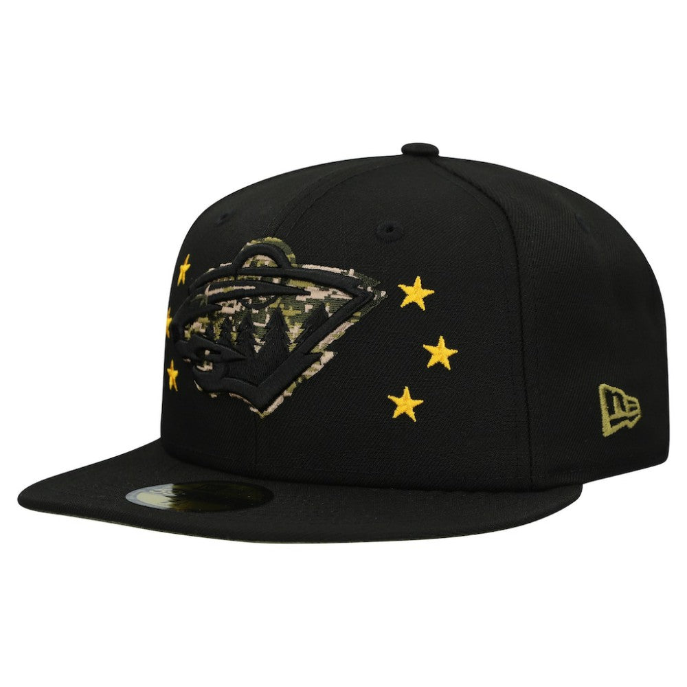 Minnesota Wild New Era Military Appreciation Digital Camo Stars 59FIFTY Fitted Hat - Black - NHL 203156192