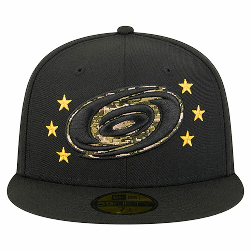 Carolina Hurricanes New Era Military Appreciation Digital Camo Stars 59FIFTY Fitted Hat - Black - NHL 203156194