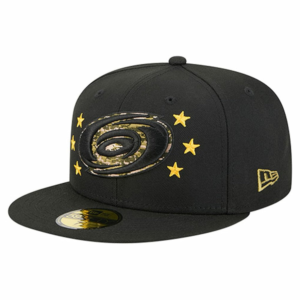 Carolina Hurricanes New Era Military Appreciation Digital Camo Stars 59FIFTY Fitted Hat - Black - NHL 203156194