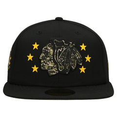 Chicago Blackhawks New Era Military Appreciation Digital Camo Stars 59FIFTY Fitted Hat - Black - NHL 203156195