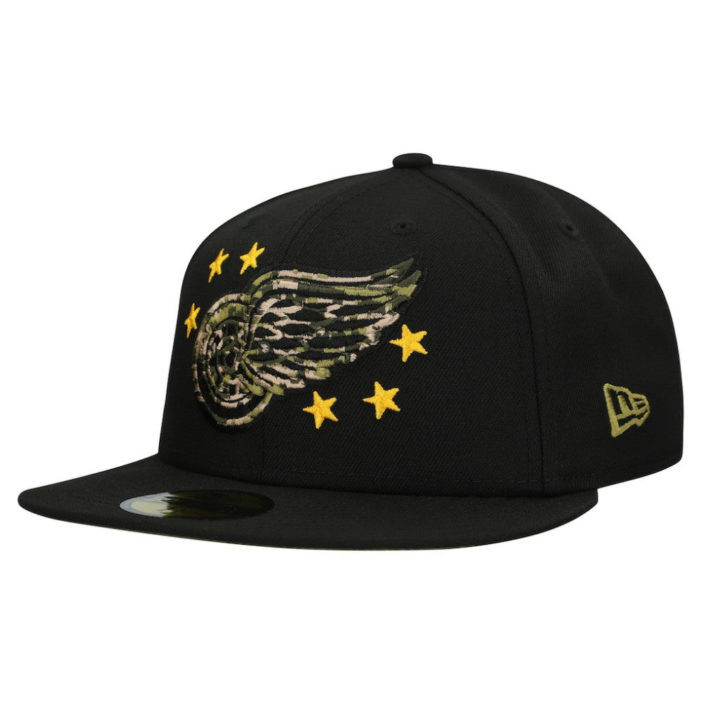 Detroit Red Wings New Era Military Appreciation Digital Camo Stars 59FIFTY Fitted Hat - Black - NHL 203156198