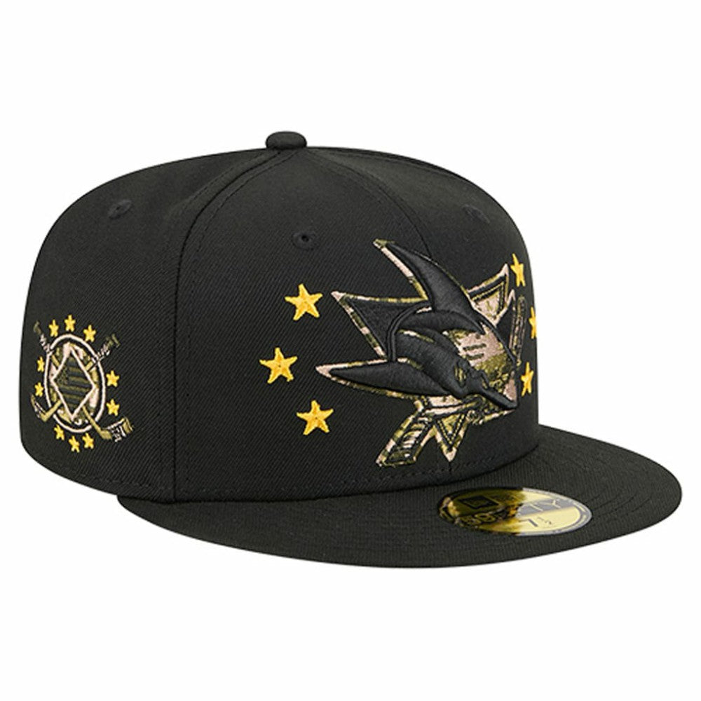 San Jose Sharks New Era Military Appreciation Digital Camo Stars 59FIFTY Fitted Hat - Black - NHL 203156207
