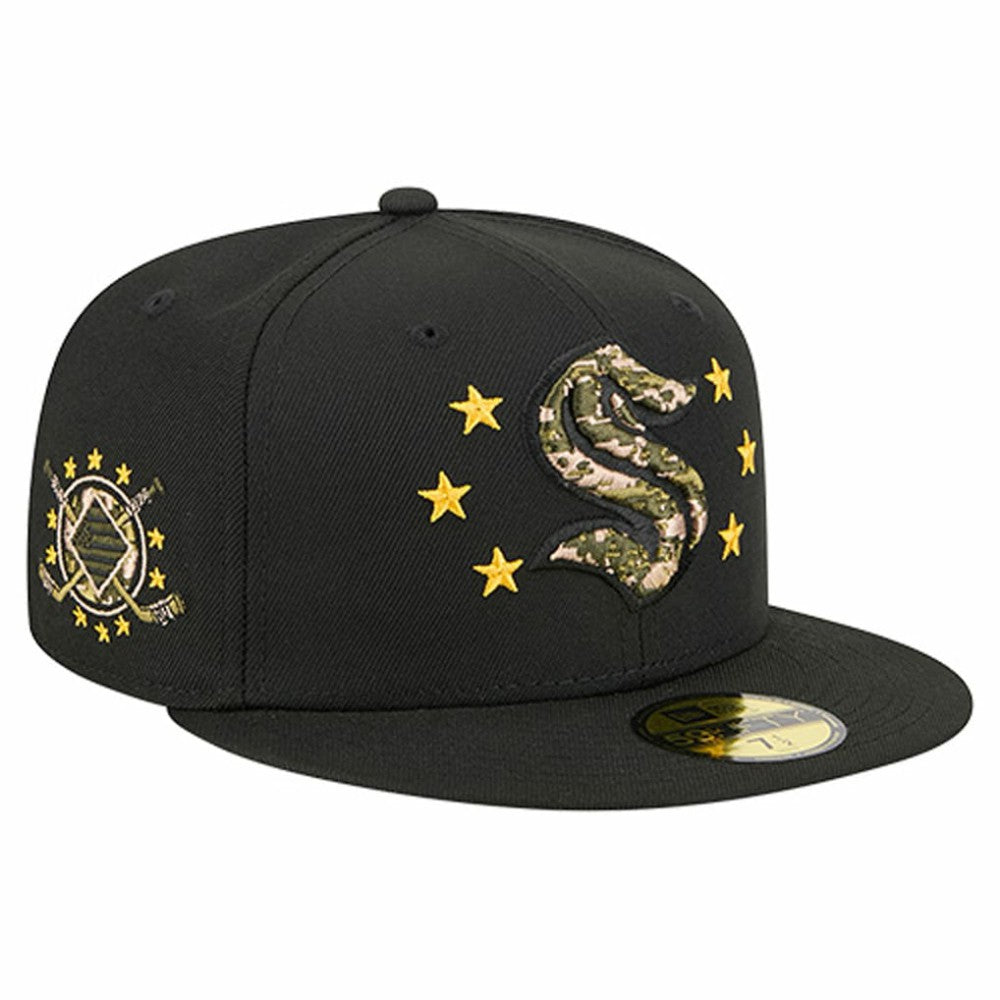Seattle Kraken New Era Military Appreciation Digital Camo Stars 59FIFTY Fitted Hat - Black - NHL 203156209