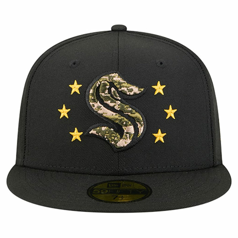 Seattle Kraken New Era Military Appreciation Digital Camo Stars 59FIFTY Fitted Hat - Black - NHL 203156209