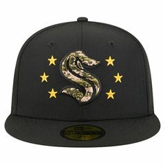 Seattle Kraken New Era Military Appreciation Digital Camo Stars 59FIFTY Fitted Hat - Black - NHL 203156209
