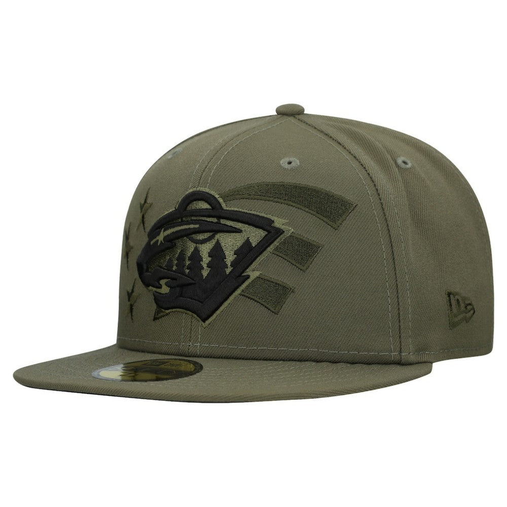 Minnesota Wild New Era Military Appreciation Flag 59FIFTY Fitted Hat - Olive - NHL 203156212