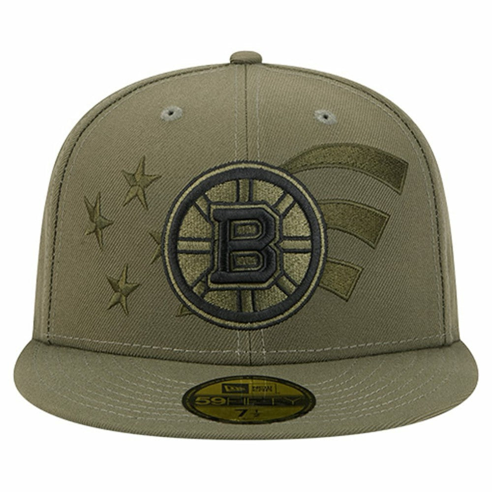 Boston Bruins New Era Military Appreciation Flag 59FIFTY Fitted Hat - Olive - NHL 203156213