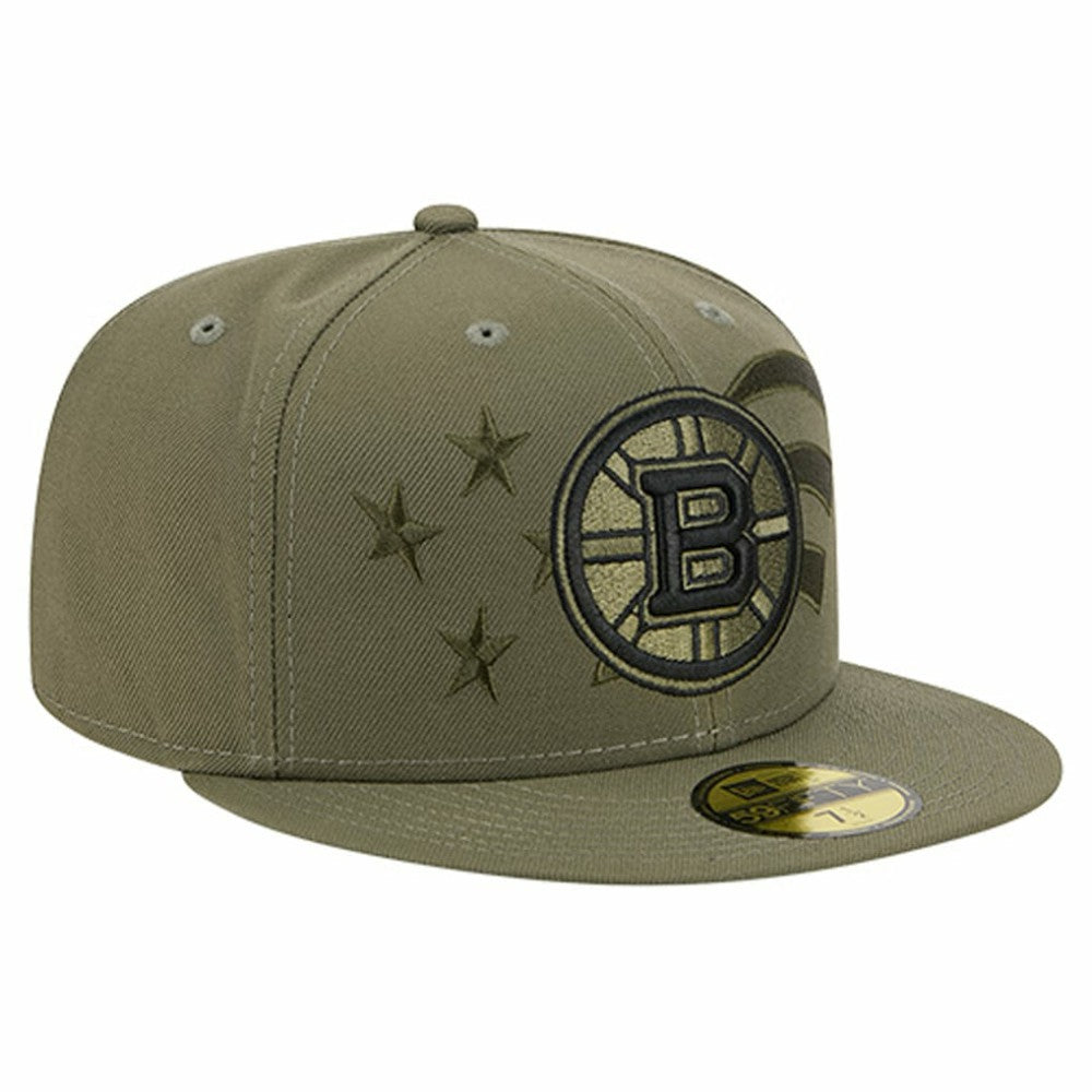 Boston Bruins New Era Military Appreciation Flag 59FIFTY Fitted Hat - Olive - NHL 203156213