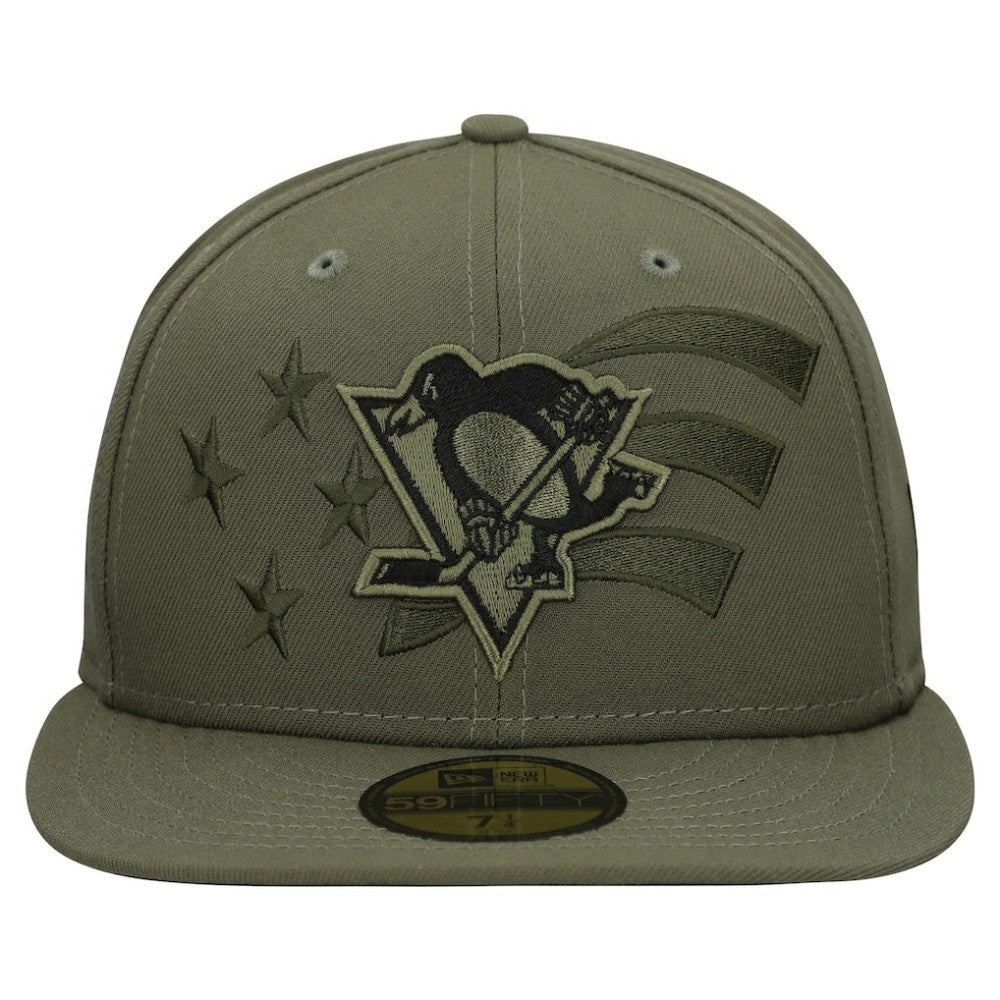 Pittsburgh Penguins New Era Military Appreciation Flag 59FIFTY Fitted Hat - Olive - NHL 203156218