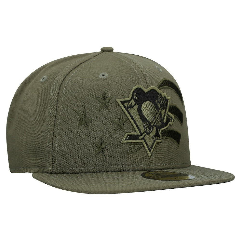 Pittsburgh Penguins New Era Military Appreciation Flag 59FIFTY Fitted Hat - Olive - NHL 203156218