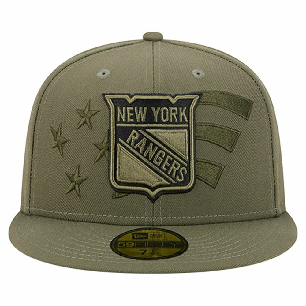 New York Rangers New Era Military Appreciation Flag 59FIFTY Fitted Hat - Olive - NHL 203156221