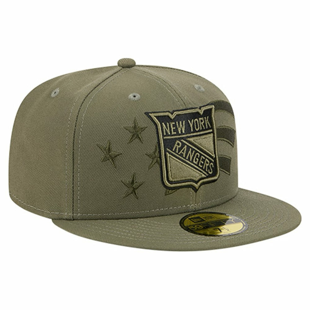 New York Rangers New Era Military Appreciation Flag 59FIFTY Fitted Hat - Olive - NHL 203156221