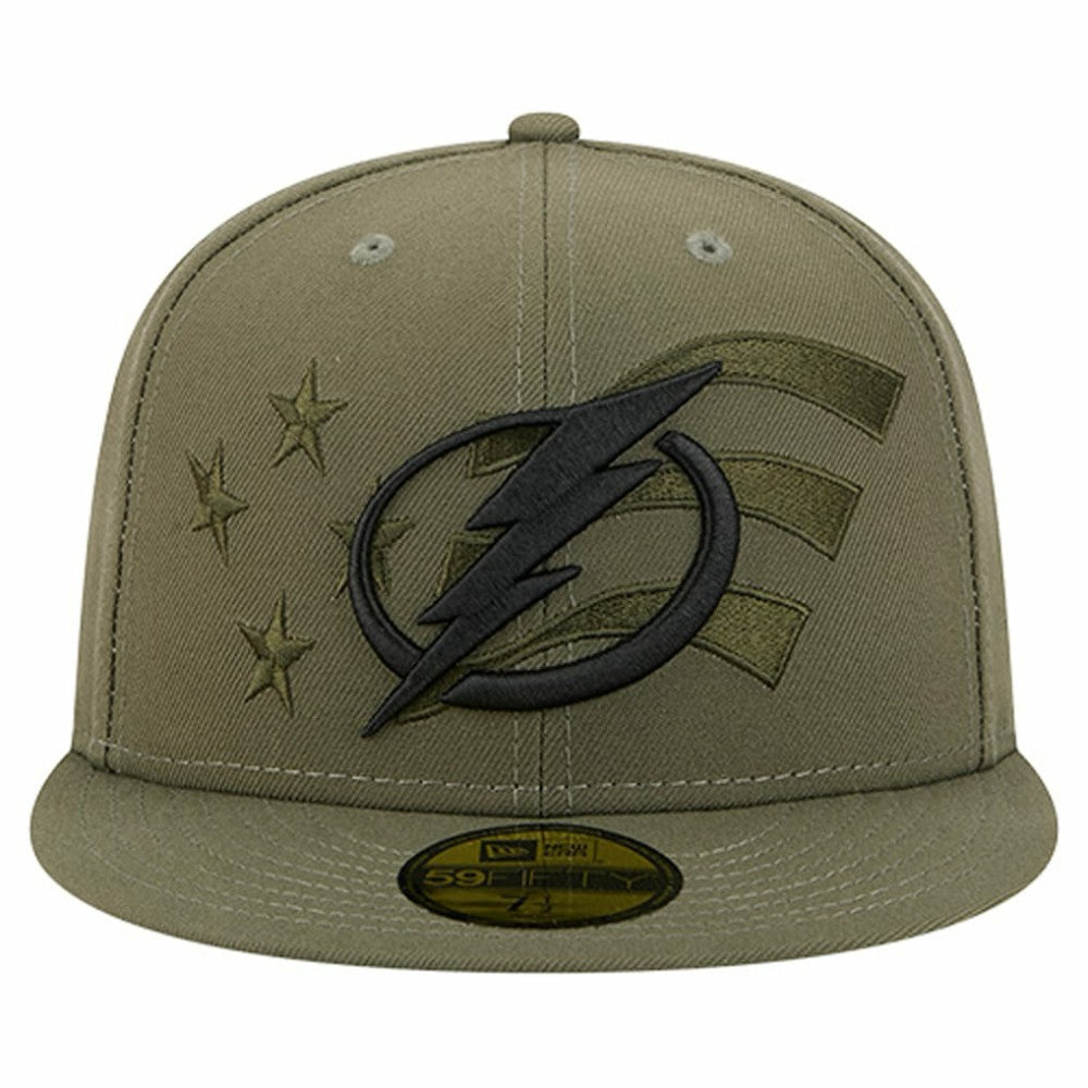 Tampa Bay Lightning New Era Military Appreciation Flag 59FIFTY Fitted Hat - Olive - NHL 203156222