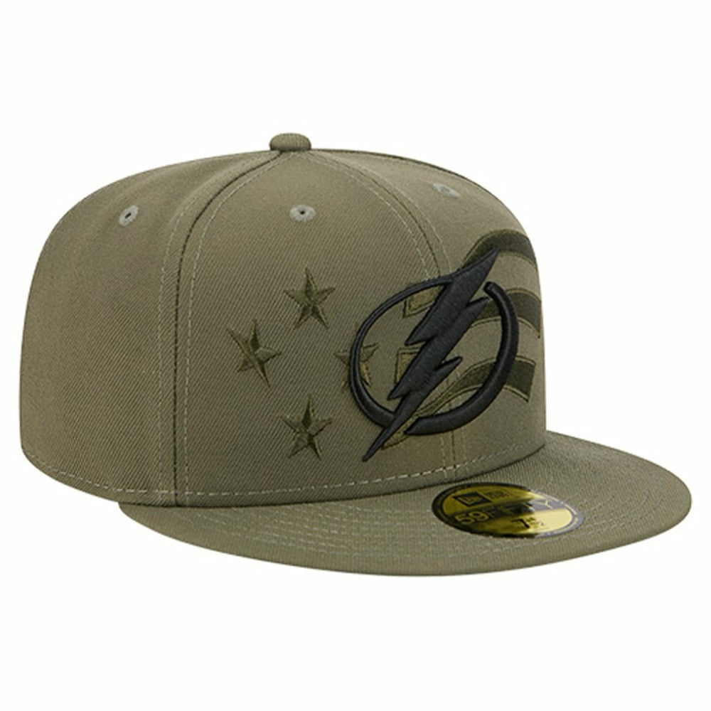 Tampa Bay Lightning New Era Military Appreciation Flag 59FIFTY Fitted Hat - Olive - NHL 203156222