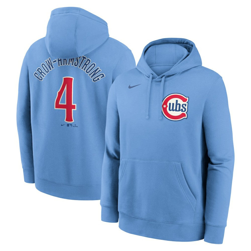 Pete Crow-Armstrong Chicago Cubs Nike Player Name & Number Club Fleece Pullover Hoodie - Light Blue - Nike Lifestyle