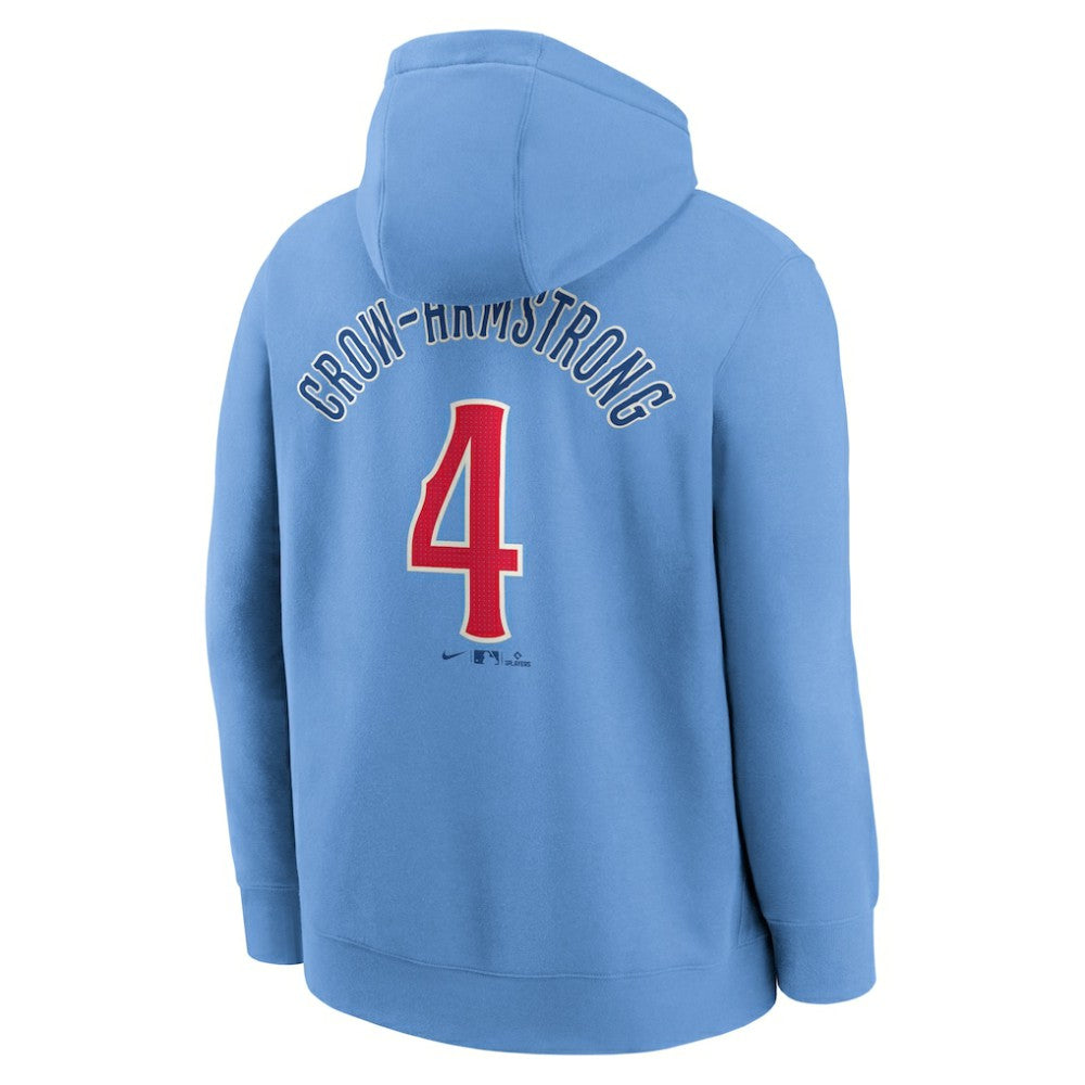 Pete Crow-Armstrong Chicago Cubs Nike Player Name & Number Club Fleece Pullover Hoodie - Light Blue - Nike Lifestyle