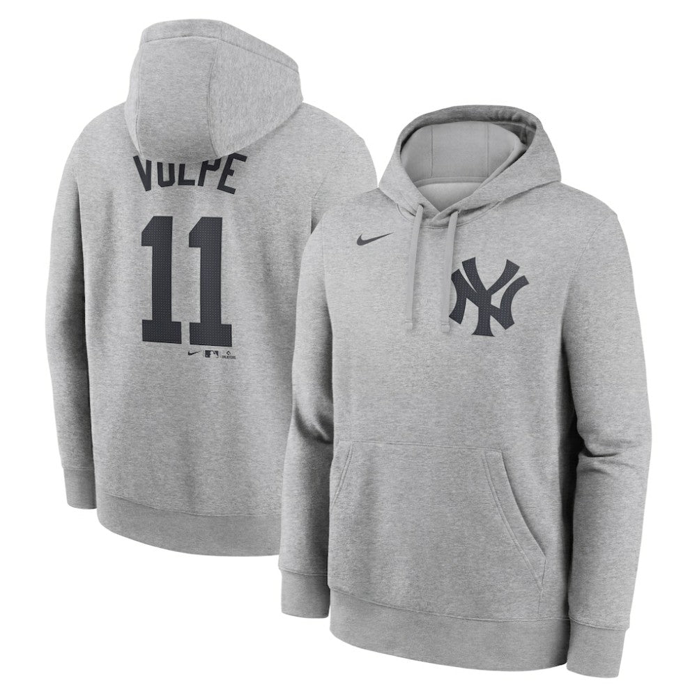 Anthony Volpe New York Yankees Nike Player Name & Number Club Fleece Pullover Hoodie - Heather Gray - Nike Discount