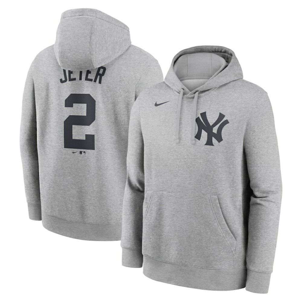 Derek Jeter New York Yankees Nike Player Name & Number Club Fleece Pullover Hoodie - Heather Gray - Nike Discount