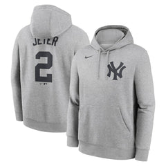 Derek Jeter New York Yankees Nike Player Name & Number Club Fleece Pullover Hoodie - Heather Gray - Nike Discount